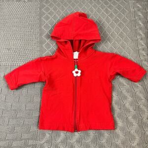 Florence Eiseman Red Kids Hoodie with Appliqué Zipper ~ 12M